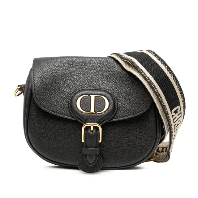 Black Dior Small Grained Calfskin Bobby Crossbody in Black Caviar leather from Designer Revival