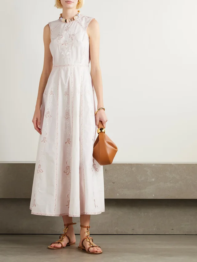 EMPORIO SIRENUSE Clodette embroidered cotton-blend midi dress in White, photo 2 of 2 from NET-A-PORTER (Canada)