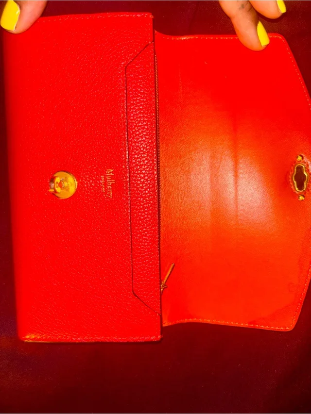 Mulberry Bright Red Leather Wallet With Gold Hardware. Impeccable. Condition in red Leather from Poshmark