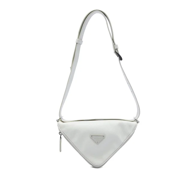 White Prada Saffiano Cuir Triangle Convertible Shoulder Bag in White Saffiano leather from Designer Revival