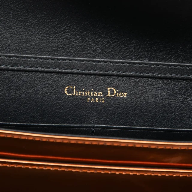 Orange Dior Metallic Patent Microcannage Diorama Wallet on Chain Crossbody Bag in Orange Patent leather from Designer Revival, photo 2 of 2
