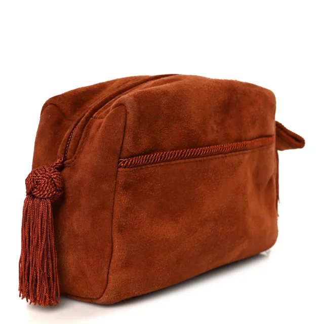 Prada Scamosciato Suede Tassel Pouch Brown in Brown Suede from FASHIONPHILE, photo 3 of 7