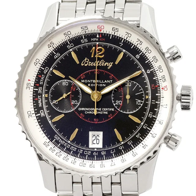 Breitling Black Dial Montbrillant Watch A48330 in Black from LuxUness