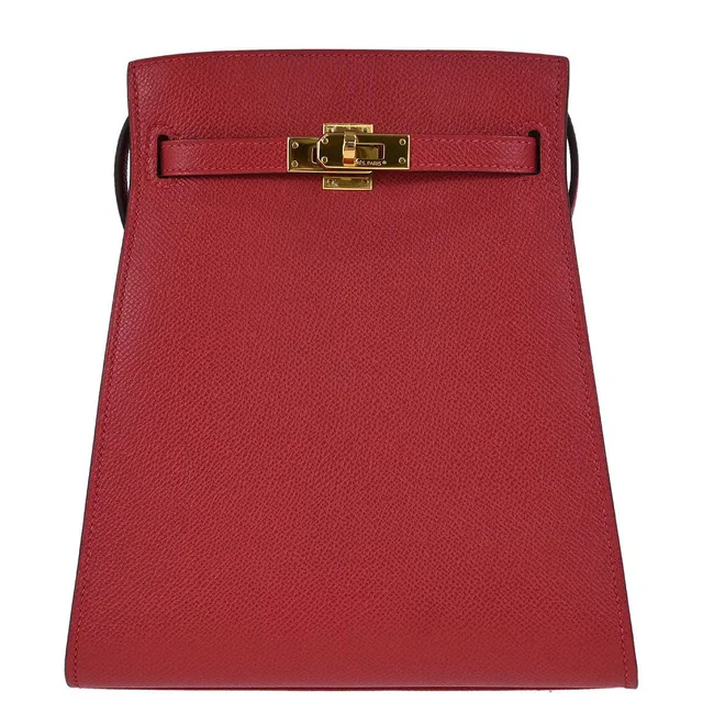 Hermès Rouge Vif Epsom Kelly Sport PM Shoulder Bag in Red Epsom leather from AMORE Vintage Tokyo