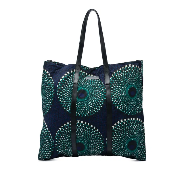 Blue Burberry Leather Trimmed Prorsum Printed Nylon Tote in Blue Nylon from Designer Revival