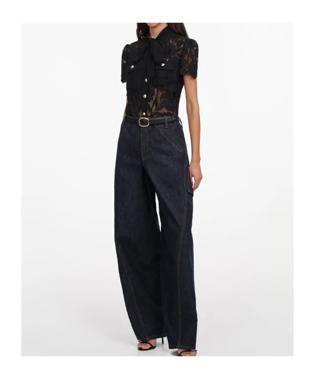 Self-Portrait Lace Tie Neck Top, photo 4 of 7 from SENSER