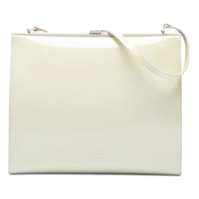 White Saint Laurent Vinyl Le Anne Marie Shoulder Bag in White Leather from Designer Revival