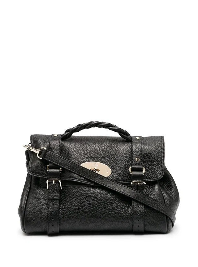 Mulberry Alexa Top Handle Bag — Black Calf Leather in Black Calfskin from HEWI