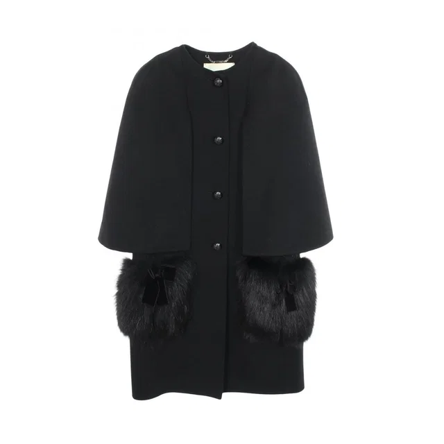 Fendi Fur Ribbon Cape Wool in Wool from The Reluxe