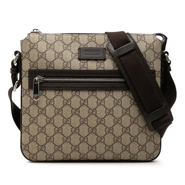 Beige Gucci GG Supreme Crossbody in Beige Coated canvas from Designer Revival