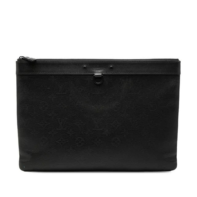 Black Louis Vuitton Monogram Shadow Discovery Pochette Clutch Bag in Black Leather from Designer Revival, photo 1 of 1