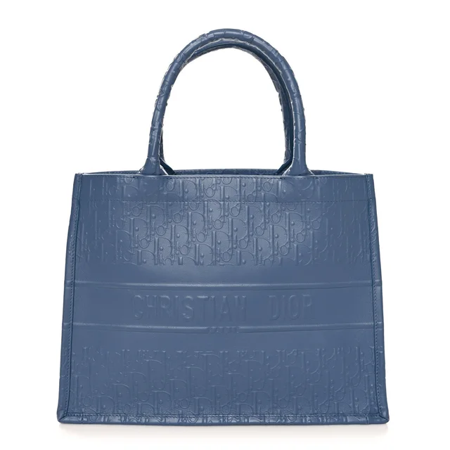 Dior Book Tote Oblique Calfskin Leather Bag - Blue in Blue Calfskin from H&T