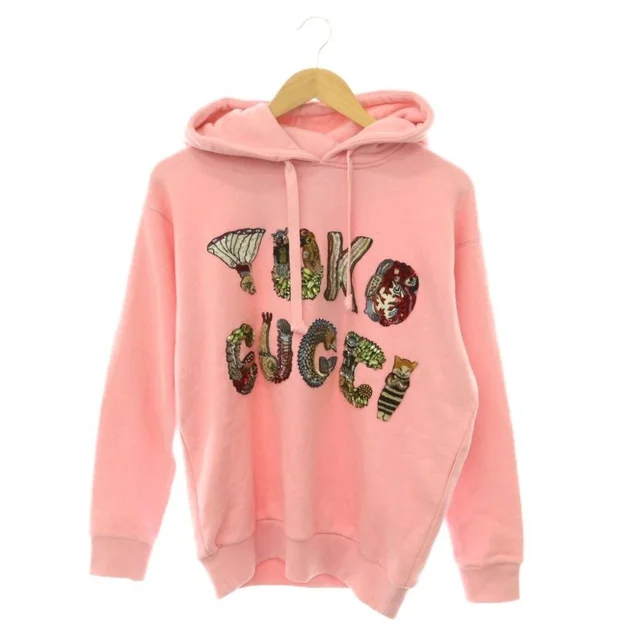 Gucci Yuko Higuchi Bijou Hoodie Sweatshirt Pullover XXS Pink Multicolor in Pink Nylon from The Reluxe