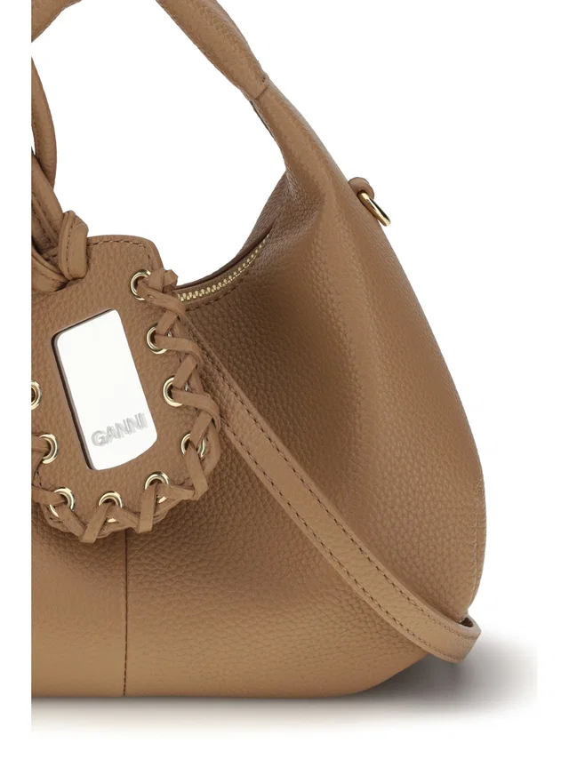 GANNI Grained Recycled Polyester Hobo Bag — Beige in Beige from HEWI