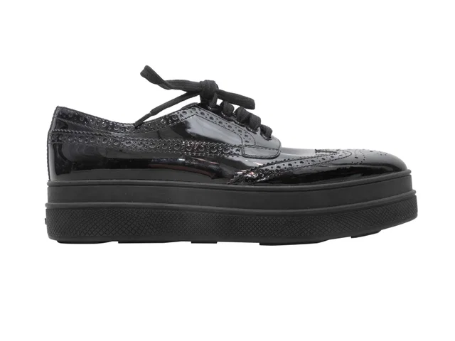 Black Prada Patent Platform Oxfords Size 38 in Black Patent leather from Designer Revival, photo 1 of 1
