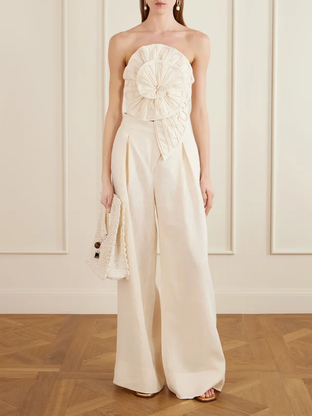 ANDRES OTALORA Hydra pleated linen wide-leg pants in White, photo 2 of 2 from NET-A-PORTER (Canada)