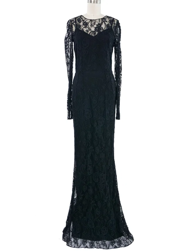 Dolce & Gabbana Black Lace Gown in Black from Arcade Vintage