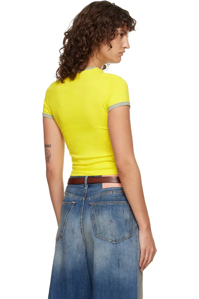 Diesel Yellow Slim Frog Print T-shirt, photo 3 of 4 from SSENSE
