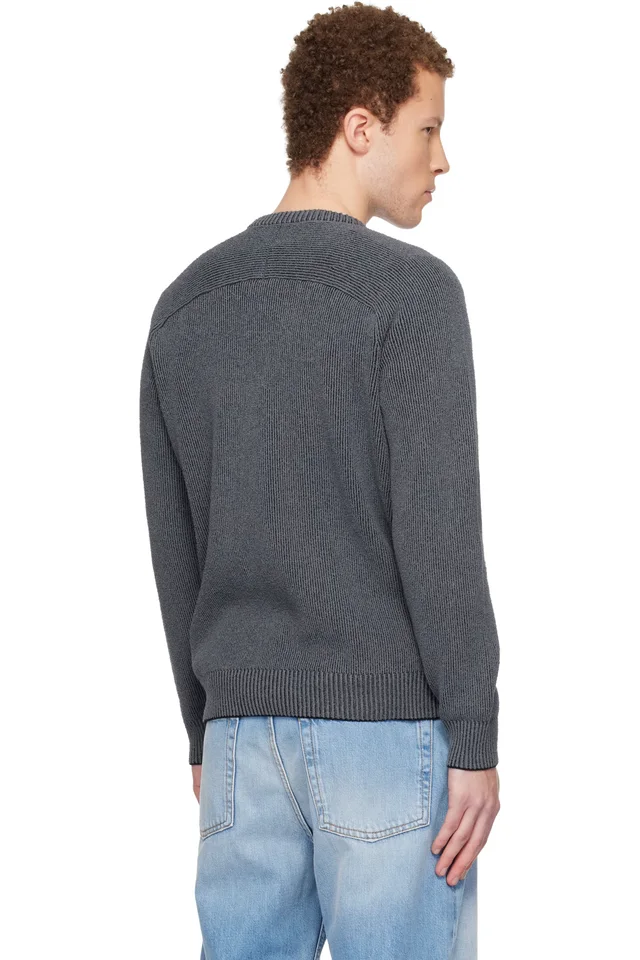 Stone Island Gray 5100033 Plated Rib Cotton Bouclé Sweater, photo 3 of 5 from SSENSE