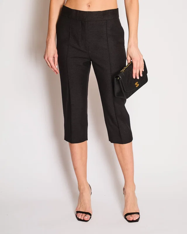 Dior Grey Glitter High Waisted Capri Pants Size FR 38 (UK 10) in Grey Silk from Sellier