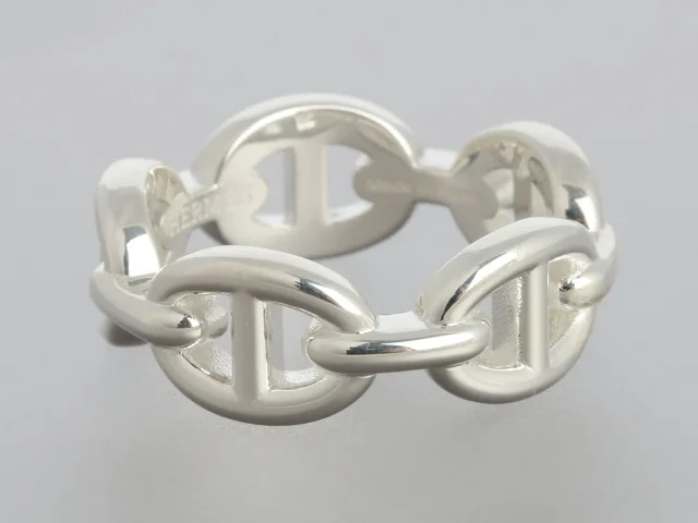 Hermès Sterling Silver Chaîne d’Ancre Enchaînée Ring in Silver from Ann's Fabulous Finds, photo 5 of 6