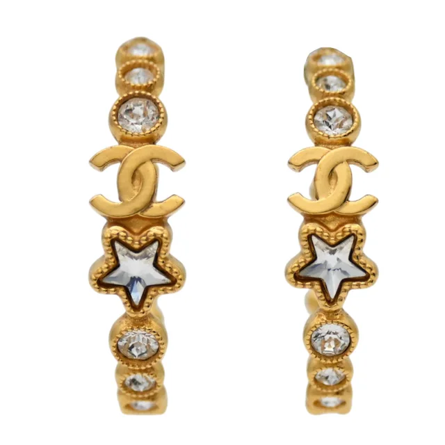 Chanel Crystal Star CC Hoop Earrings from Clotheshorse Anonymous
