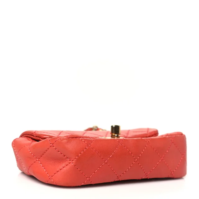 Chanel Quilted Extra Mini Cruise Charm Flap Coral in Lambskin from FASHIONPHILE, photo 4 of 10