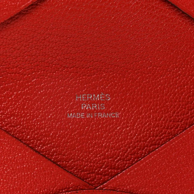 Hermès Chevre Mysore Calvi Card Case Rouge Tomate in Red Goatskin from FASHIONPHILE, photo 6 of 7