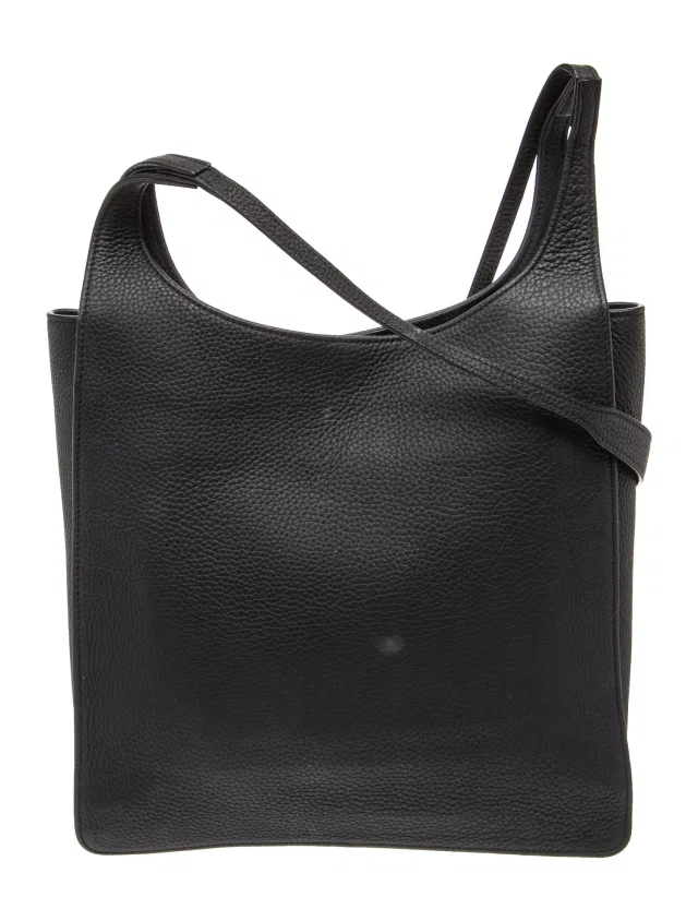 The Row Leather Shoulder Bag in black Leather from The RealReal