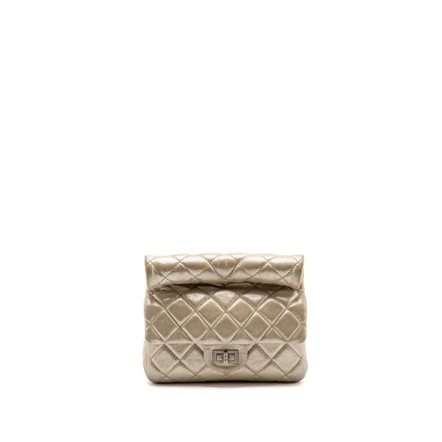 Chanel Mini 2.55 Reissue Roll Clutch Iridescent Calfskin Light Gold SHW in Gold Calfskin from EMIER