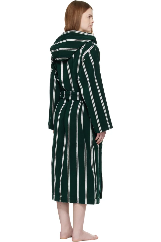 Tekla Green Terry Hooded Bathrobe, photo 3 of 4 from SSENSE