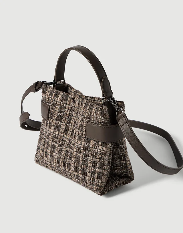 Brunello Cucinelli Essence small top-handle bag in suede with precious check embroidery, photo 3 of 5 from SENSER