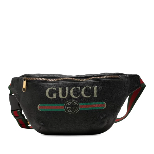 Black Gucci Leather Logo Web Belt Bag in Black Leather from Designer Revival