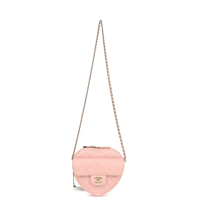 Chanel CC In Love Large Heart Bag in Pink Lambskin from Madison Avenue Couture, photo 6 of 9