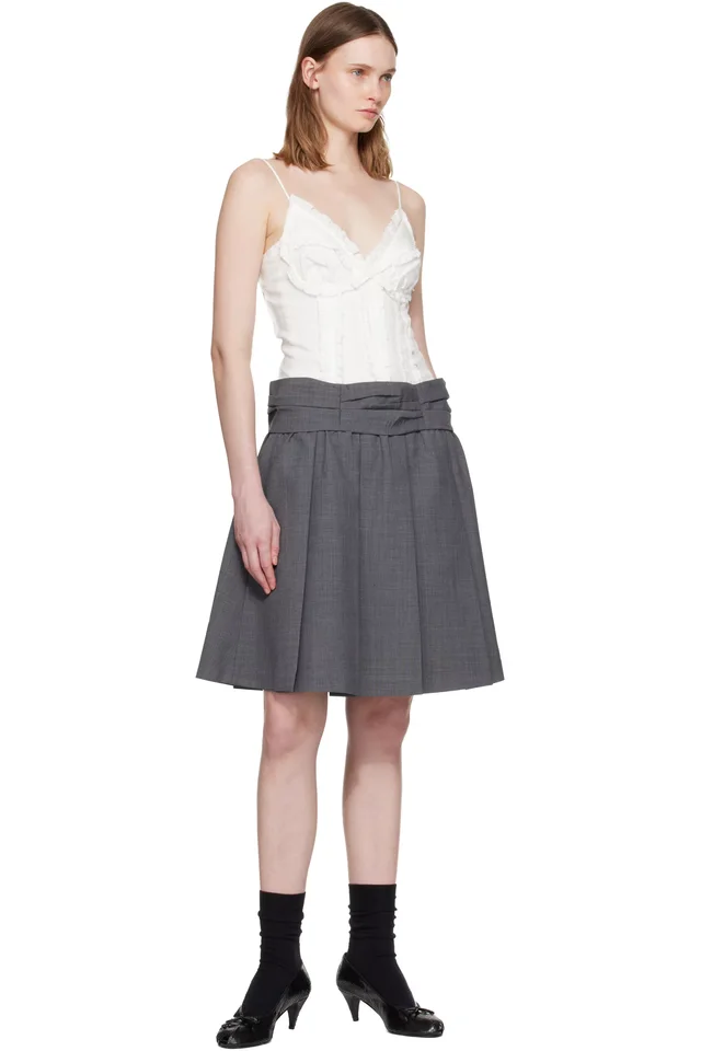 SHUSHU/TONG White Ruched Bustier Cami Bodysuit, photo 5 of 5 from SSENSE