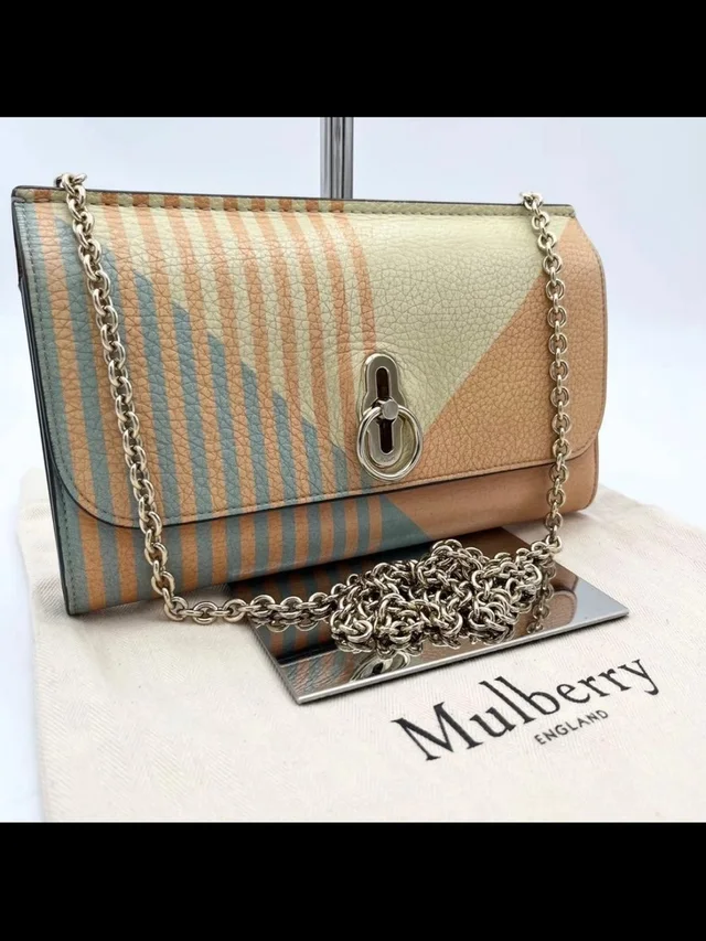 Mulberry Pastel Multi-Stripe Leather Chain Shoulder Bag in brown|neutral Leather from Poshmark