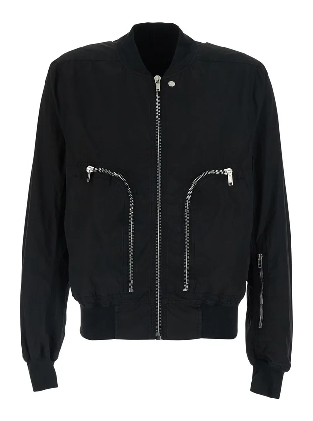 Drkshdw Black Bomber Jacket with bomber collar and zip pockets on the front in cotton for men in Black 100% Cotton, photo 2 of 6 from Gaudenzi Boutique