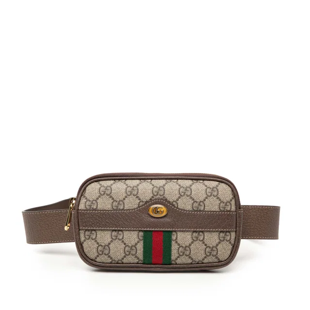 Beige Gucci Small GG Supreme Web Ophidia Belt Bag in Beige Coated canvas from Designer Revival