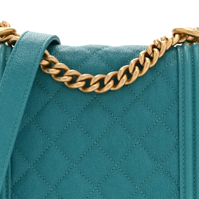 Chanel Caviar Quilted North South Boy Flap Turquoise in Blue Caviar leather from FASHIONPHILE, photo 8 of 10
