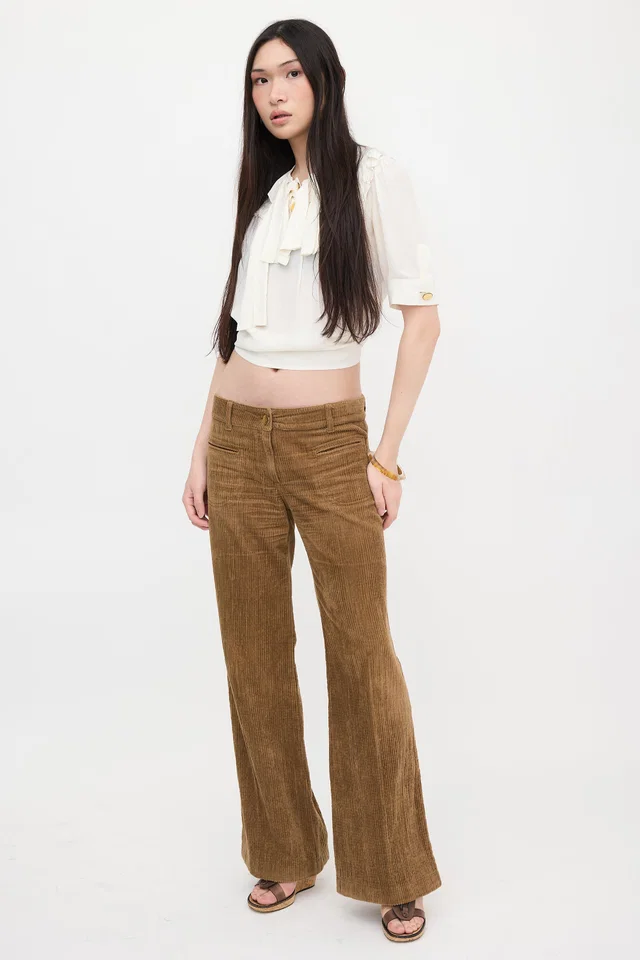 Chloé Corduroy Wide Leg Pant in Suede from VSP Consignment