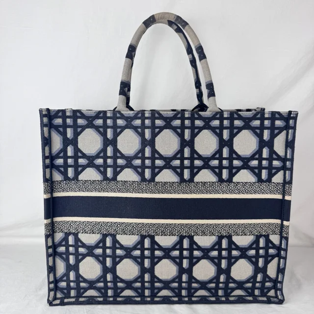 Dior Large Book Tote Bag in Canvas, Embroidered, macrocannage from Reowned, photo 4 of 10