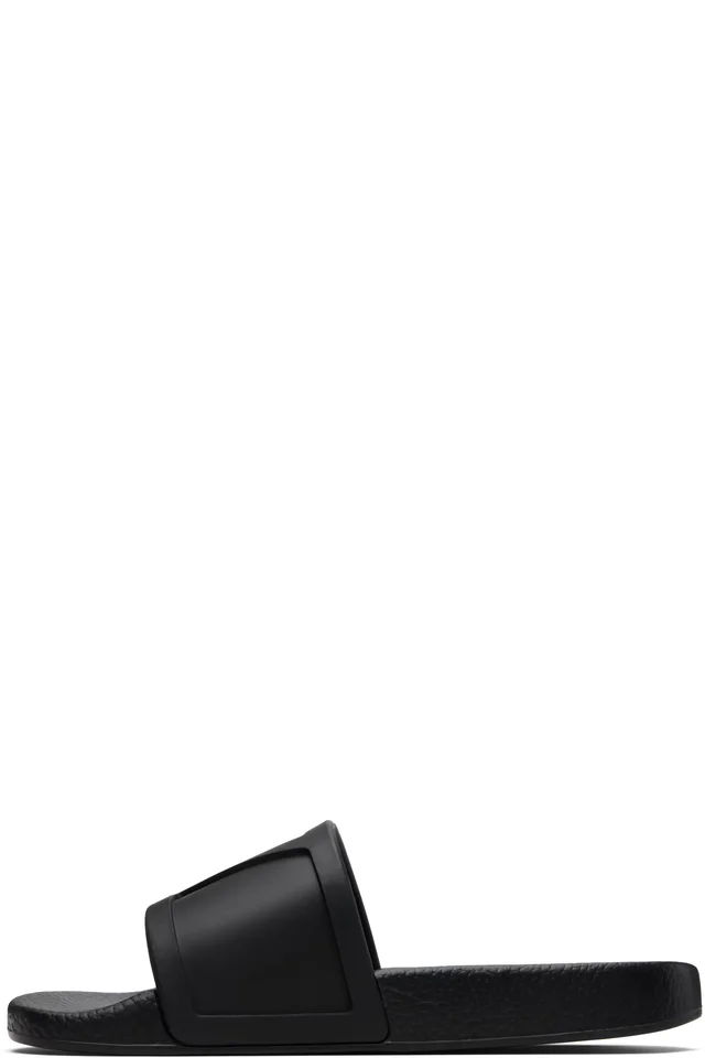Valentino Garavani Black Coolside Rubber Slide Sandals, photo 3 of 5 from SSENSE