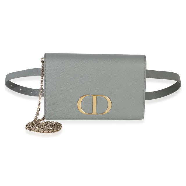 Dior Blue Grained Calfskin 30 Montaigne 2-in-1 Pouch in Blue Caviar leather from myGemma