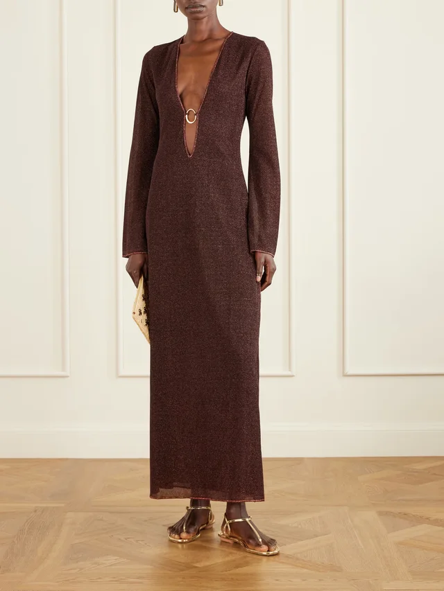 OSÉREE Lumière metallic stretch-knit kaftan in Brown, photo 2 of 2 from NET-A-PORTER (Canada)