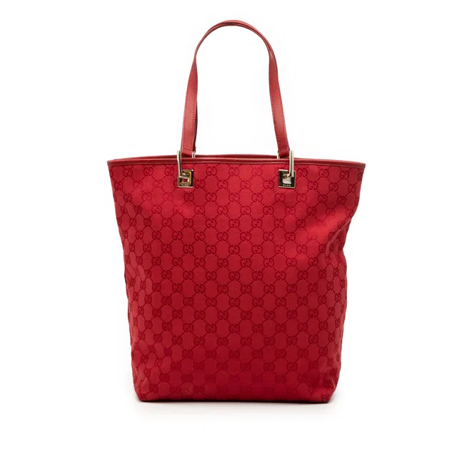 Red Gucci GG Canvas Tote in Red Canvas from Designer Revival