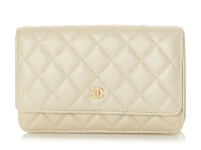 Chanel Beige Quilted Lambskin Wallet on Chain WOC in Beige Lambskin from Ann's Fabulous Finds, photo 3 of 10