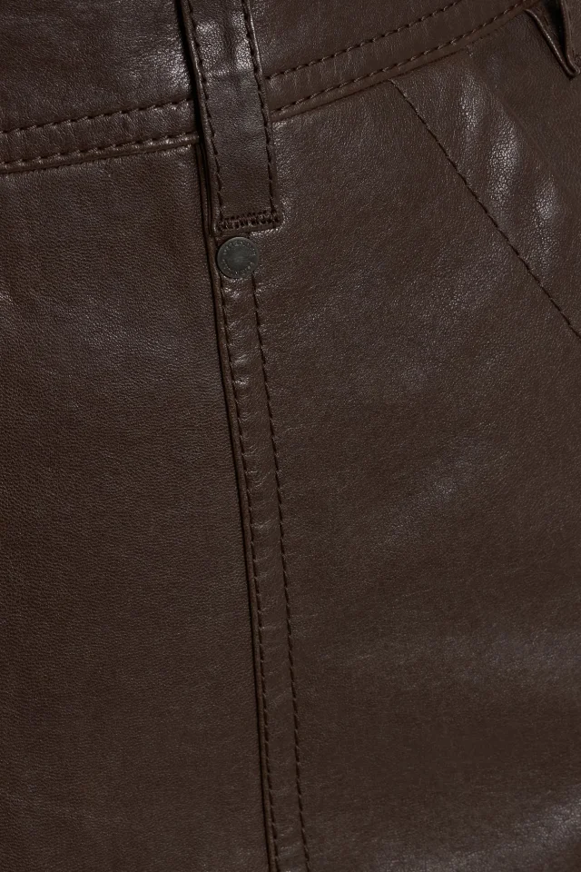 Brunello Cucinelli Leather Mini Skirt in Chocolate, photo 4 of 4 from THE OUTNET