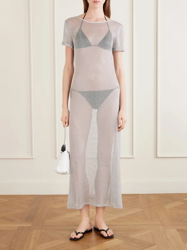 STAUD Zinc metallic knitted cover-up in Metallic, photo 2 of 2 from NET-A-PORTER (Canada)