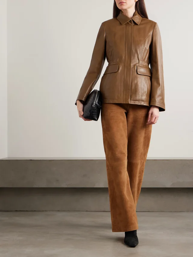 NOUR HAMMOUR Wells gathered leather jacket in Beige, photo 2 of 2 from NET-A-PORTER (Canada)