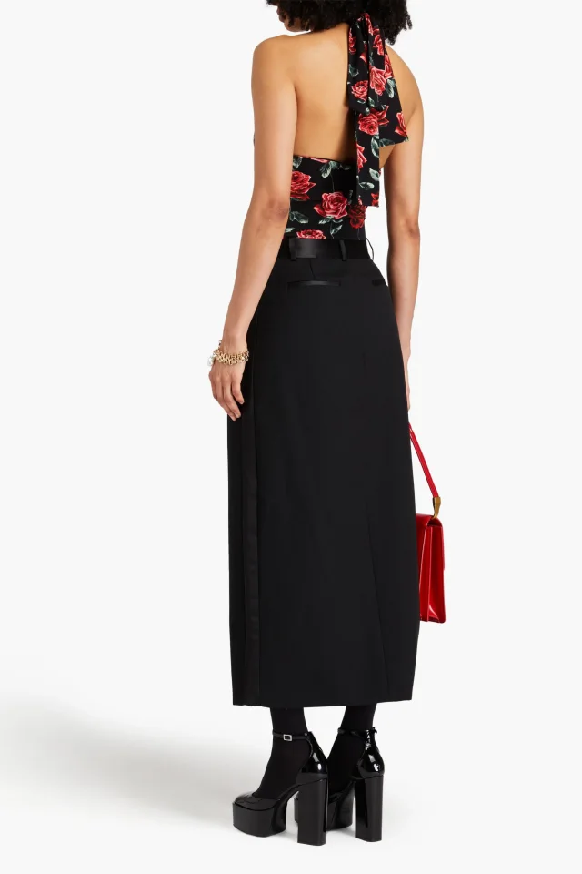 Magda Butrym Floral-Appliquéd Jersey Halterneck Bodysuit in Black, photo 3 of 4 from THE OUTNET